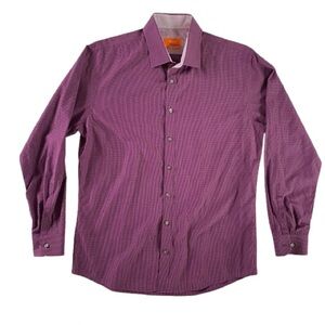 TALLIA Rich Purple Dress Shirt Men’s 16 1/2, 34/35 Contrasting Cuffs EUC